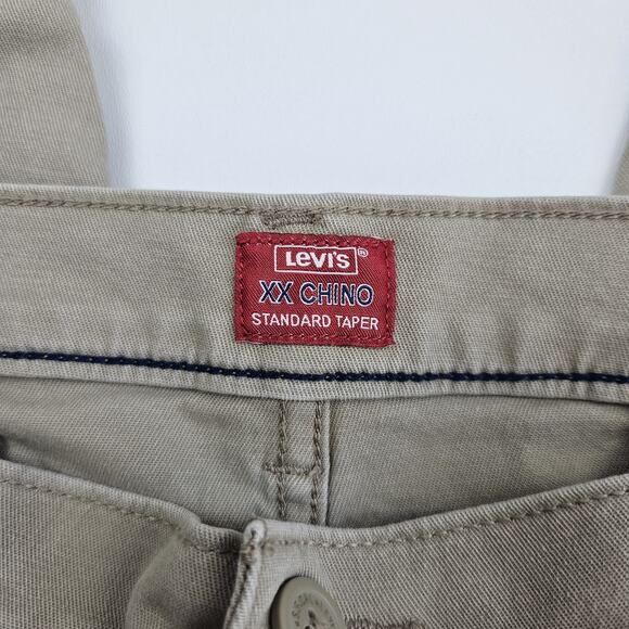 Levis XX Chino Pants Mens 38x30 Standard Tapered Fit Cotton Tan Khaki Flat Front - Picture 2 of 9